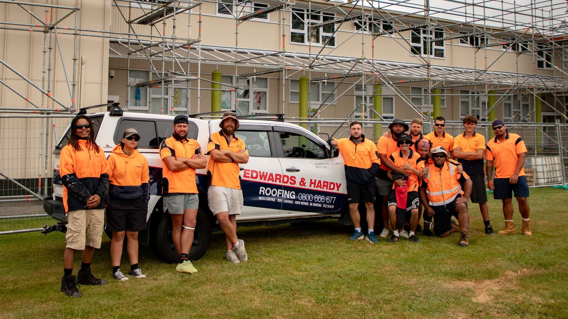 Edwards & Hardy team completing the large-scale re-roof of Fairfield College during the 2025/26 summer holiday break