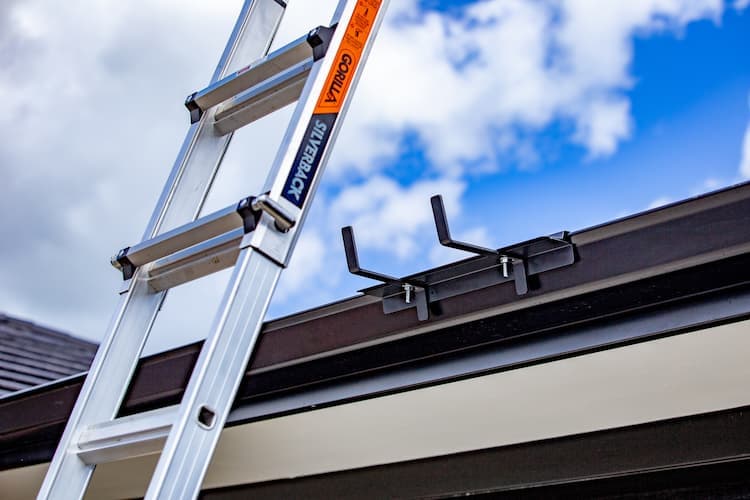 A ladder attached to a roof, providing access to higher areas