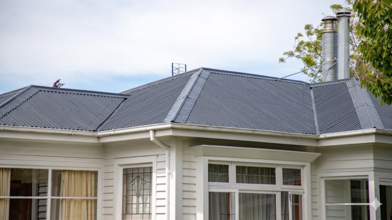 Completed dark roof coating on a residential home
