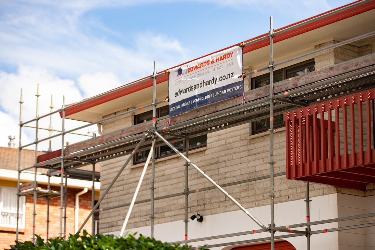 Commercial building with scaffolding