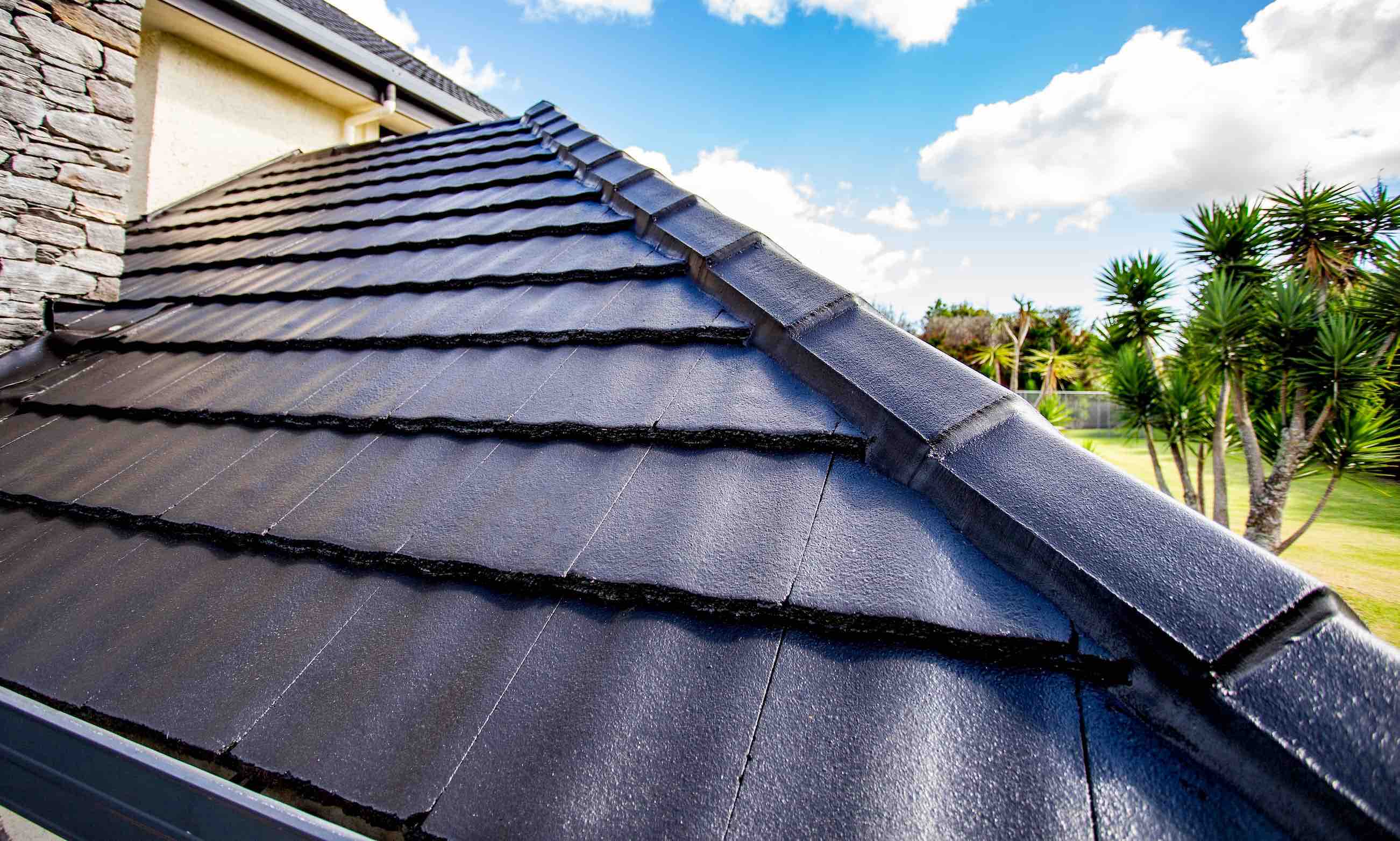 Completed coated roof on a restored home