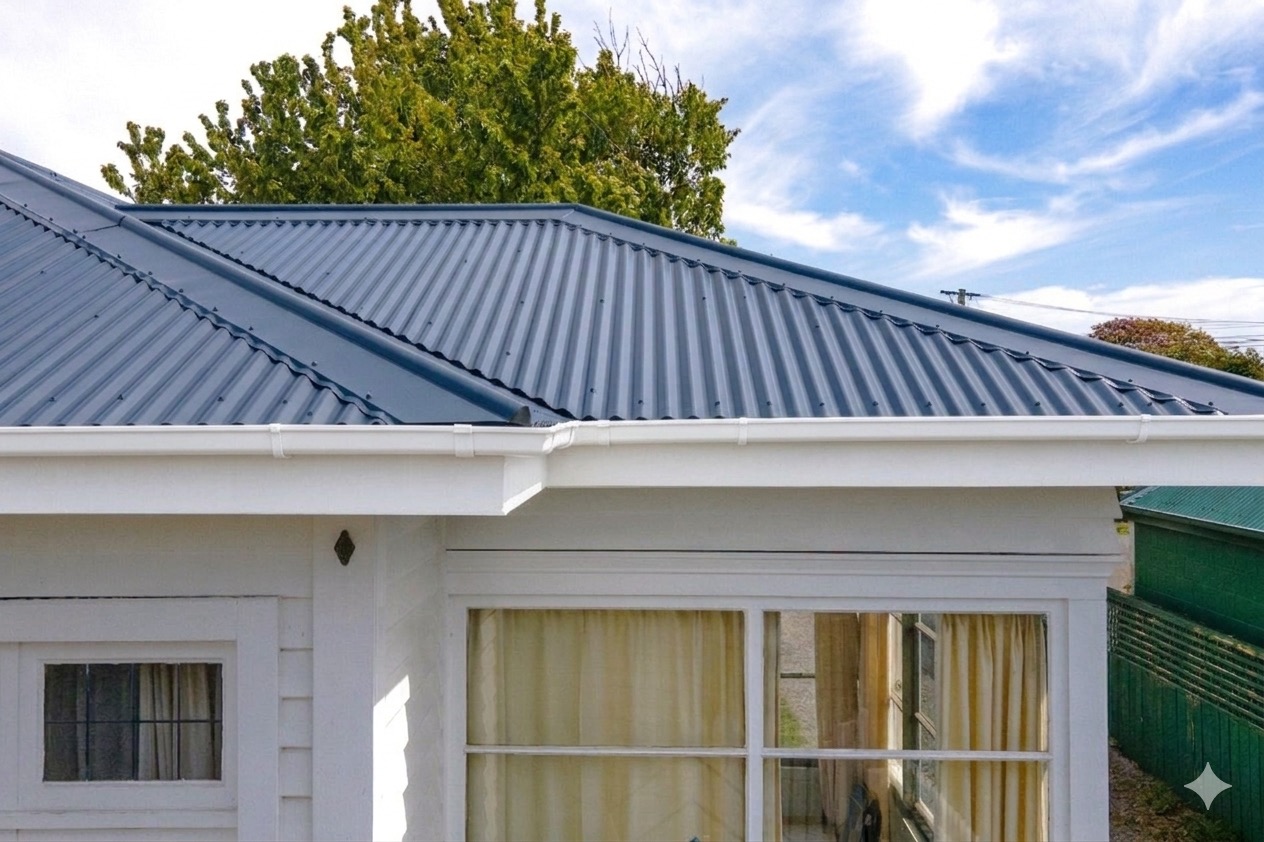 Restored dark longrun roof on a residential home