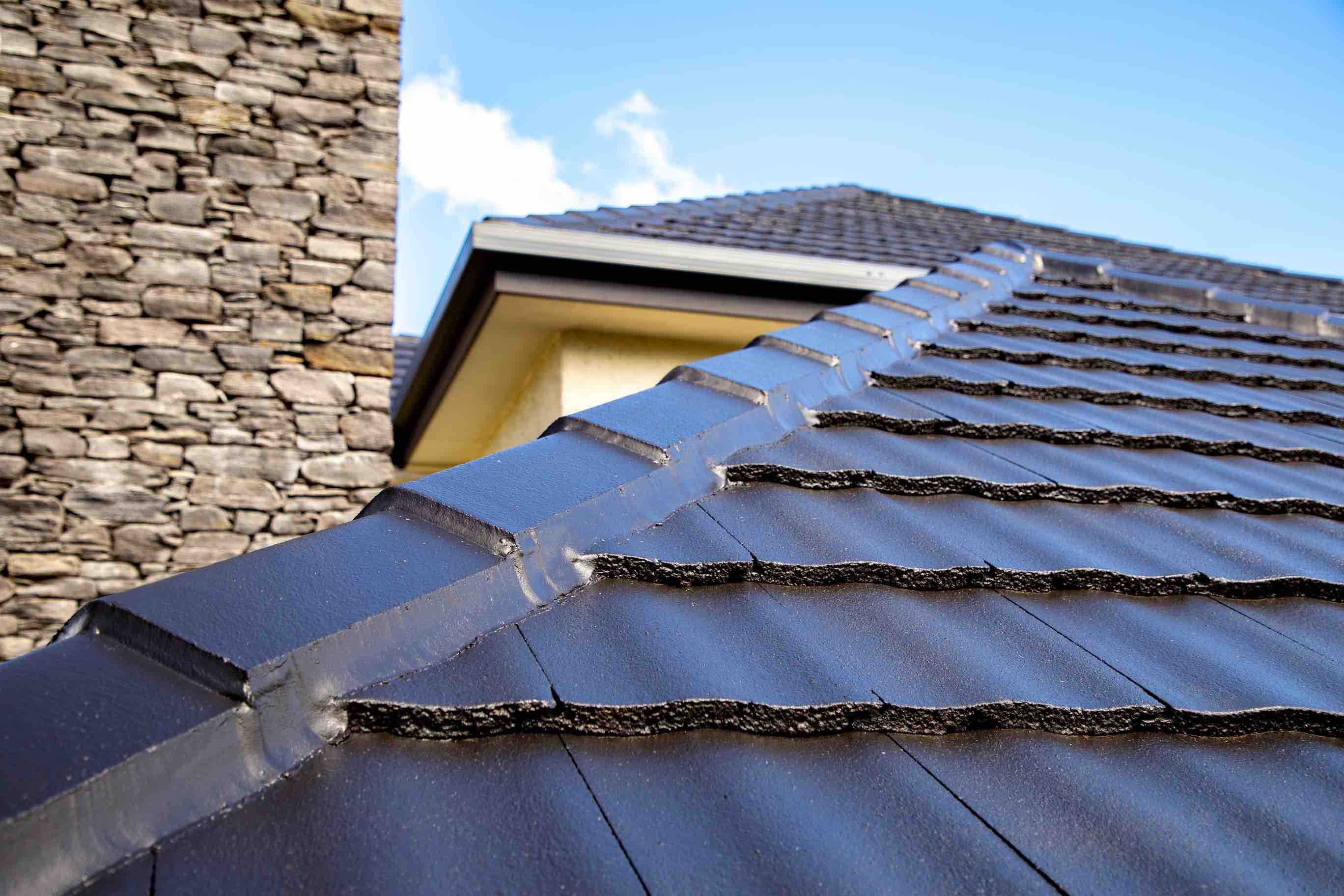 Roof ridge detail after coating application